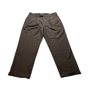AXIST Luxury Flannel Pleated Dress Pants Brown Men's 36x32 Wrinkle Resistant NEW